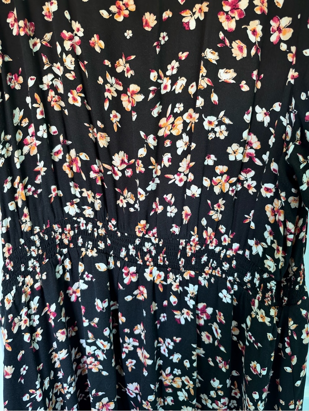 Penningtons Black Floral Midi Dress with Pink and Cream Blooms - Picture 8 of 10